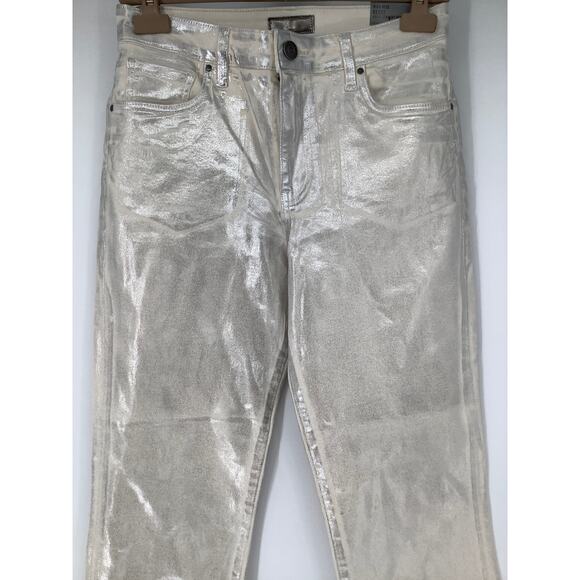 KUT from the Kloth 6 Silver Reese High-Rise Fab AB Ankle Straight Jeans G4-1 - Picture 4 of 12